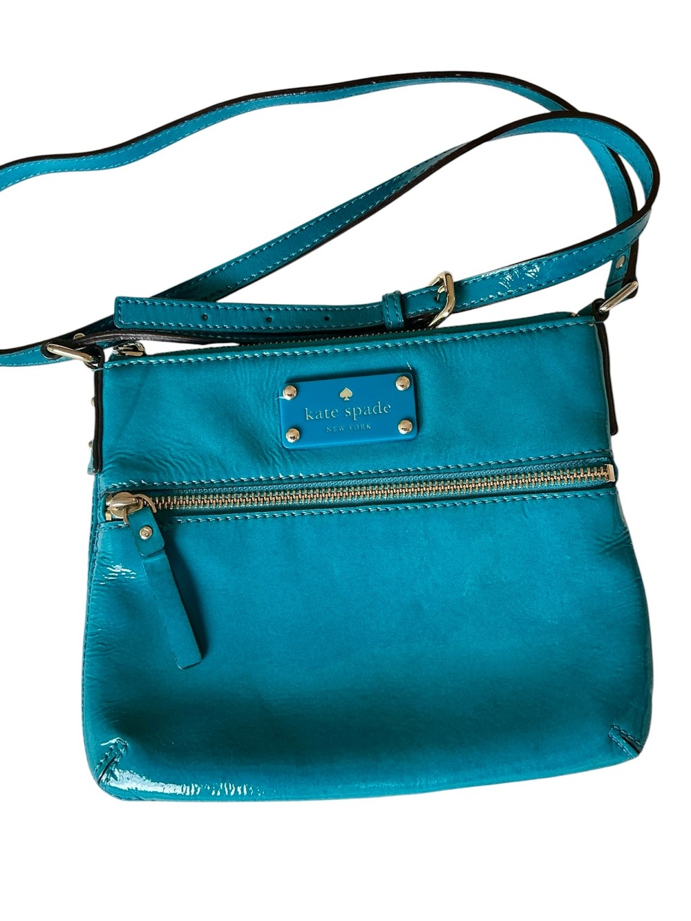 Kate Spade Flicker Tenley Teal Patent Leather Crossbody Bag PWRU2630 - Picture 5 of 7